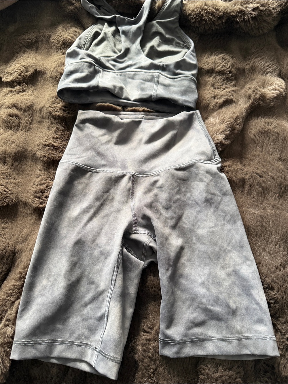lululemon athletica Light Gray High-Waist Bike Shorts